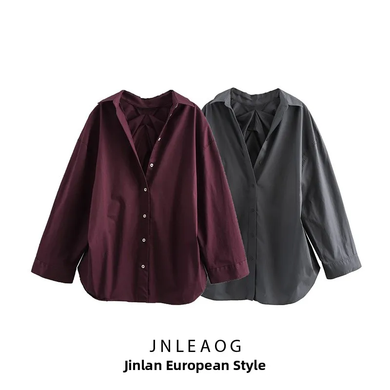 

JNLEAOG Faionable Ba Pleated Silk irt Women's Clothing Design New Sle V-ne Long Sve Polyester Fiber Resistant to...