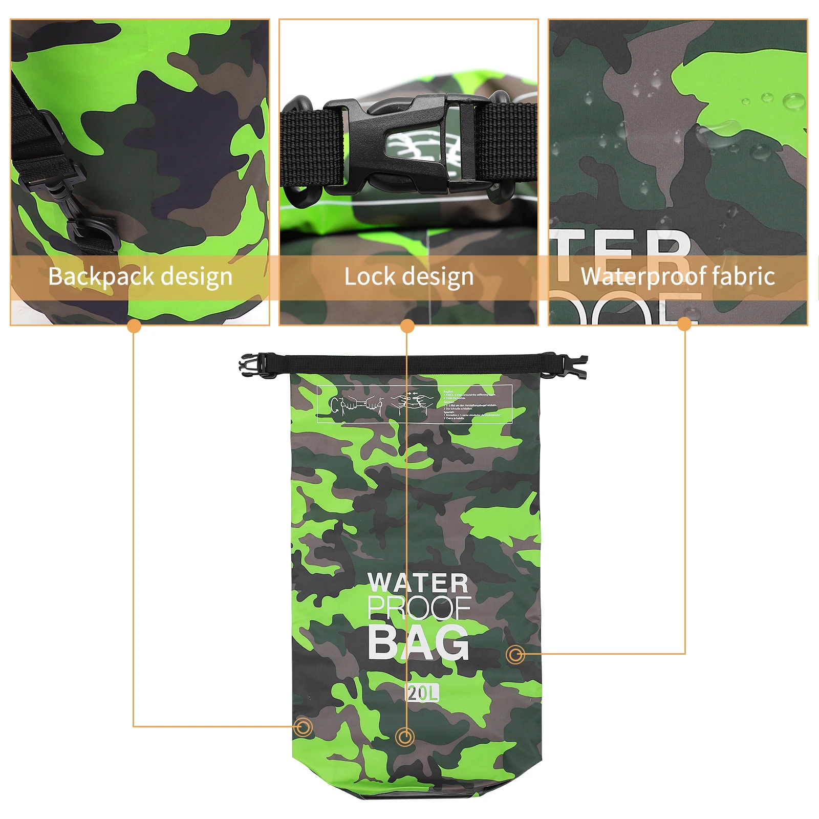 

Waterproof PVC Bucket Bag Large Capacity Portable Storage for Outdoor Travel Camping Hiking Beach Sunblock Toys Glasses