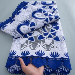 Tela de encaje de tul de malla azul, lentejuelas, vestido de novia francés de lujo, bordado, tela de encaje africano 2025, Material de red de alta calidad A3812