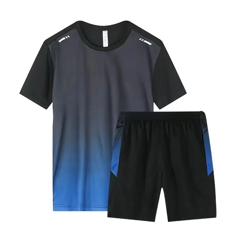 

Ice Silk Sports T-irt Men's Qui Dry ort Sve Running Set Summer Fitn Clothing Baskeall Badminton orm ort P...