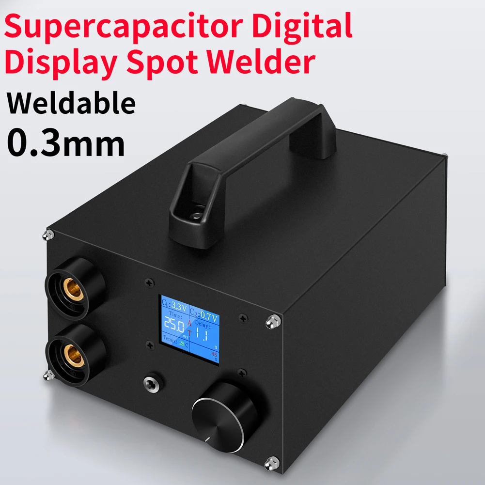 Portable Dual Pulse Supercapacitor Spotwelder High Power Spots Welding Machine 1.8 inch Digital LCD Display 250 Power Gears Adju