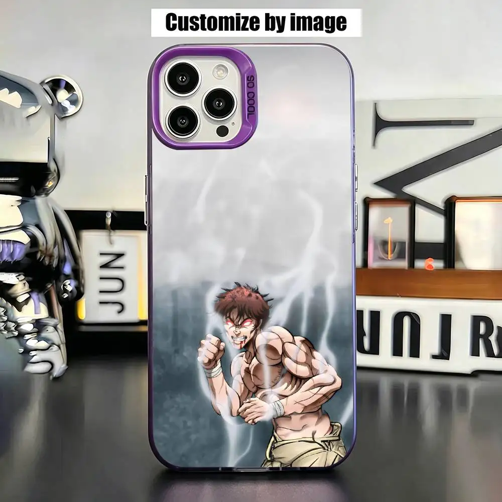 Anime Baki Hanma Son Of Ogre Phone Case For IPhone 17,16,15,14,13,12, Plus,Pro Max,XS,Purple Silver Plated Inside Cover