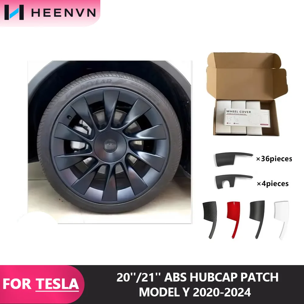 Heenvn 20 Inch 21 Inch ABS Hubcap Patch Stickers for Tesla Model Y 2023 Wheel Protectors Car Exterior Decals Hub Caps Accessorie