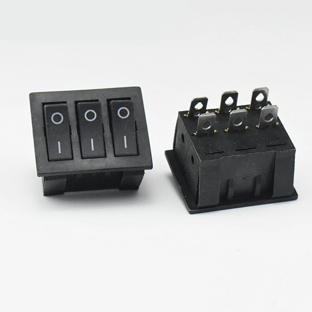 ABILKEEN KCD2-3101 ON-OFF Latching Rocker Toggle Switch 2 Position Triple button Rocker Push Button with LED Illuminate