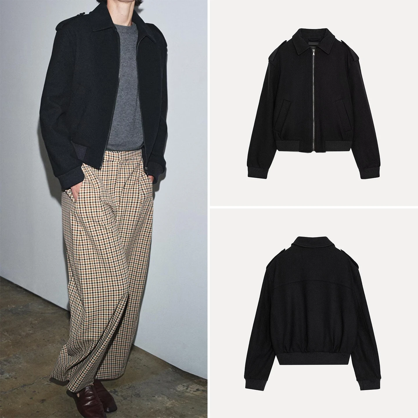 

ZDATA Women's Knitted Long Sve Jaet Flip-Collar Outerwear Loose Fit Simple Sle Autumn New Arrival Ladies Coat