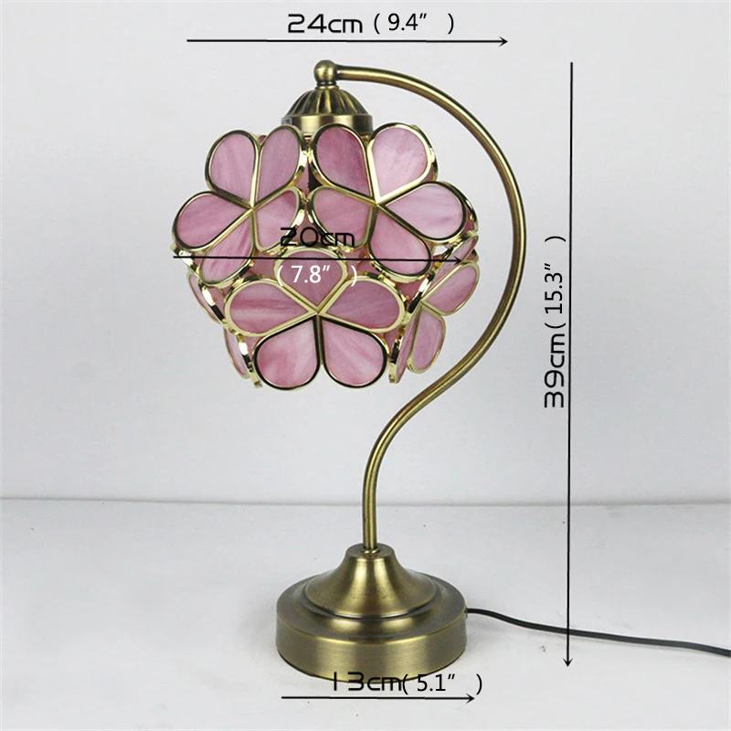 TINNY Tiffany Table Lamp LED Modern Creative Pink Petal Desk Light For Home Living Room Bedroom Bedside Decor