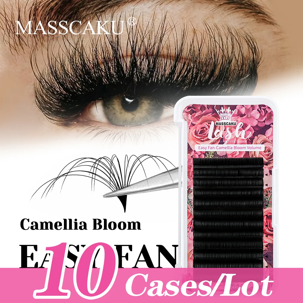 New Arrival MASSCAKU 10cases/lot Soft One Second Flowering Lash 0.05/0.07/0.10mm Thickness Natural Looks Volume Eyelash Supplies