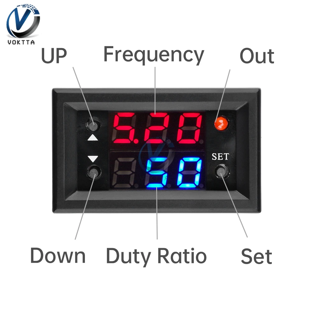 DC4-28V Digital Frequency Meter PWM Regulator High Power Governor Frequency Tester 1HZ~160KHZ Duty Cycle Independently Adjustabe