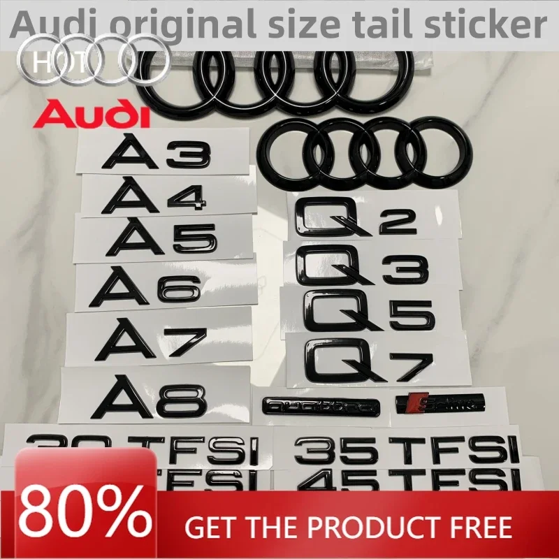 

2026 Hot Interior Stickers Car Rear Trunk Emblem Sticker For Audi A3 A4 A5 A6 A7 A8 Q3 Q5 Q7 Original Size Quarrto Sline Emblem