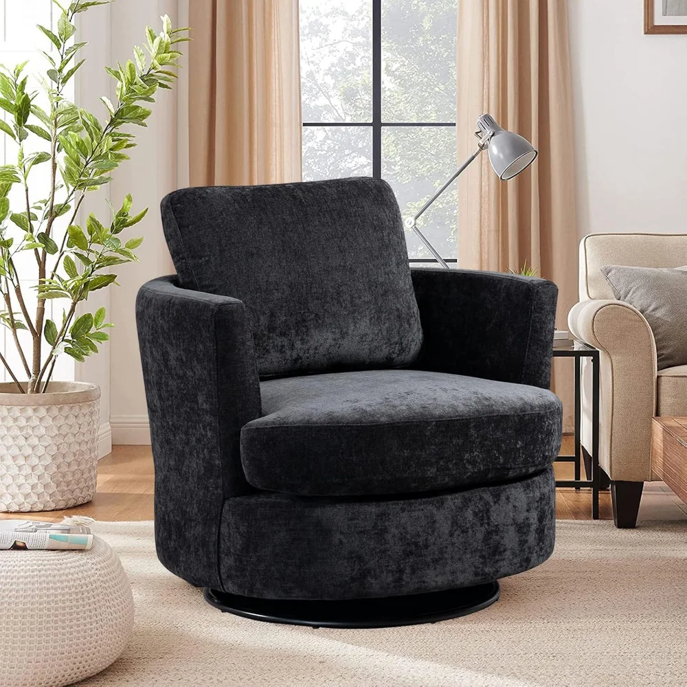

31.9" W Swivel Barrel Chair - 360 Degree Round Modern Accent Arm Chair for Bedroom, Living Room, Lounge