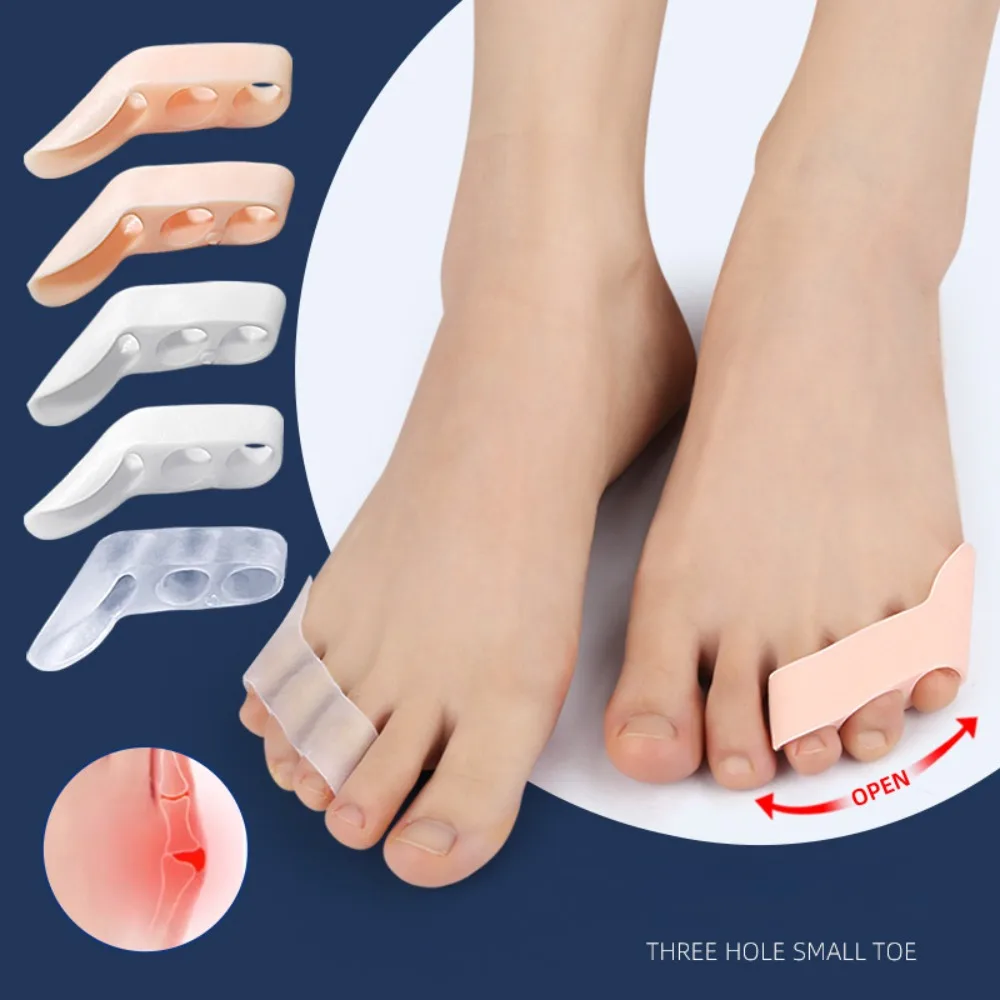 2Pcs Silicone Gel Straightener Pain Relief Toe Protector Three-Hole Little Toe Bunion Corrector Pedicure Foot Care Tools