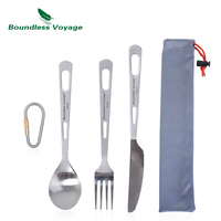 Boundless Voyage Cooking Set Titanium Knife Fork Spoon Portable Outdoor Camping Tableware Titanium Spoon Fork Knife 3pcs/Set