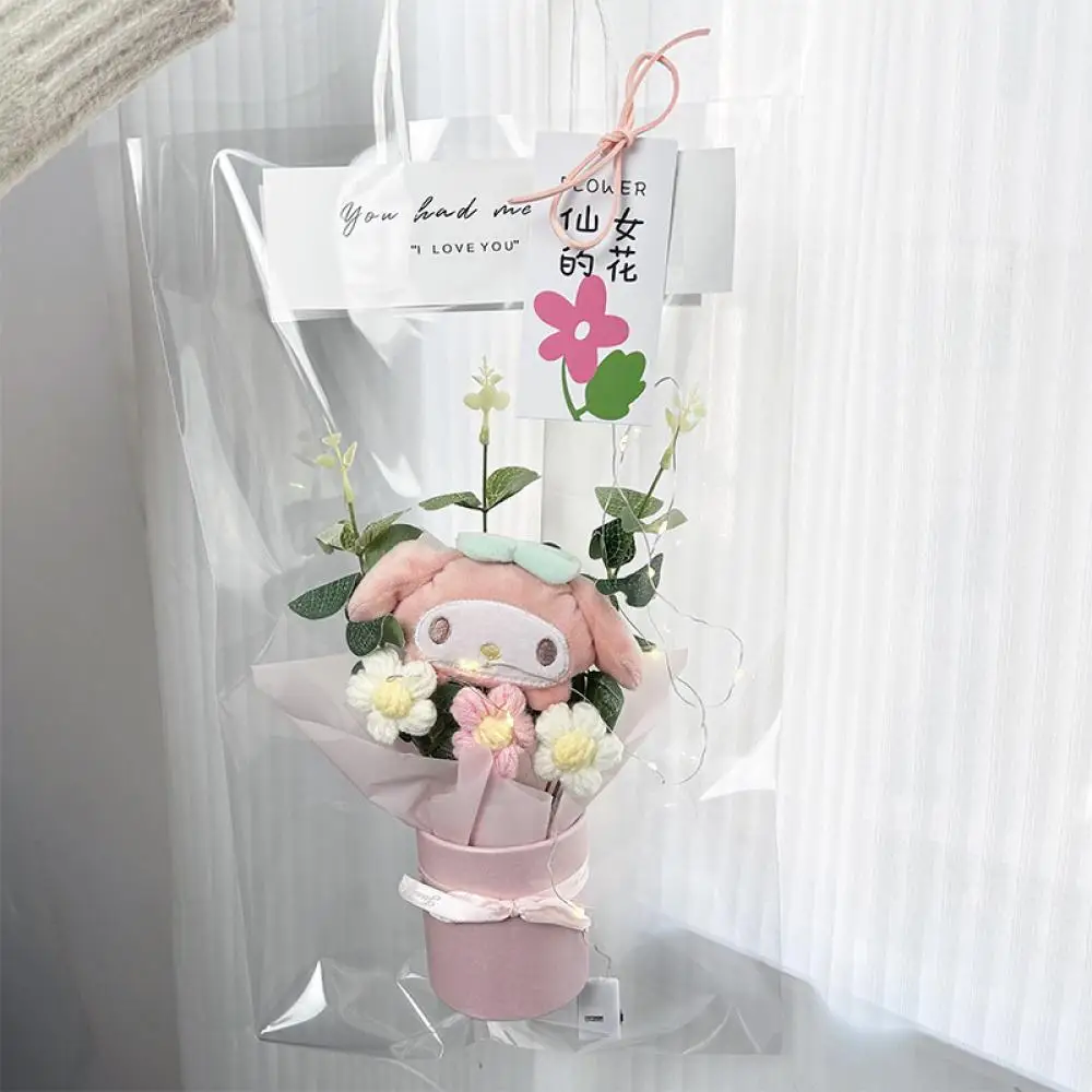 Sanurgente Kawaii Cinnamoroll Glow Bouquet, Cartoon Kuromi Anime Toys avec sac cadeau, String Lights, Girlfriend Festival Gift