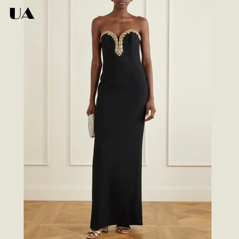 ULBYANRY Customized Beading Strapless Prom Dresses for Women, Elegant Slim Fit Evening Dress, Luxury Sleeveless Formal Dress