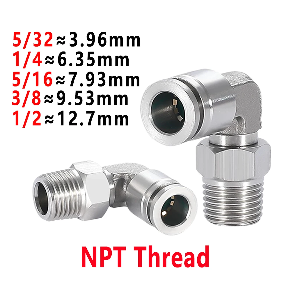 Stainless Steel Pneumatic Quick Connector PL Elbow 5/32 