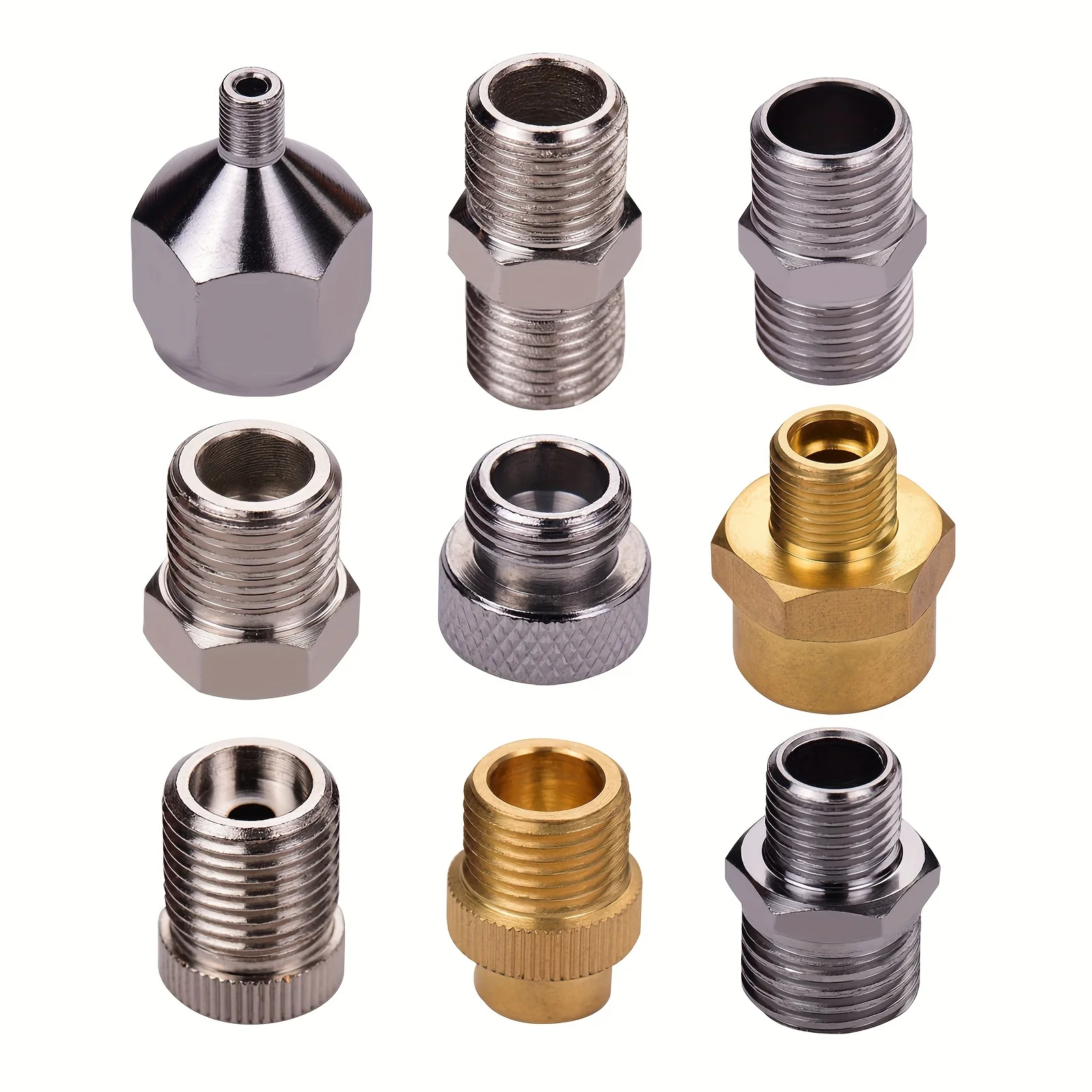 9 PCS Airbrush Adaptor Kit Air Compressor Spray Gun Adapter Airbrush Hose Adaptor for Air Compressor & Hose 1/4'' to 1/8''
