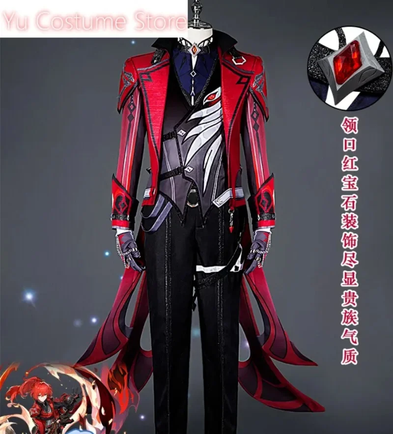 Genshin Impact Diluc Ragnvindr Red All Night Men Cosplay Costume Cos Game Anime Party Uniform Hallowen Play Role Clothes