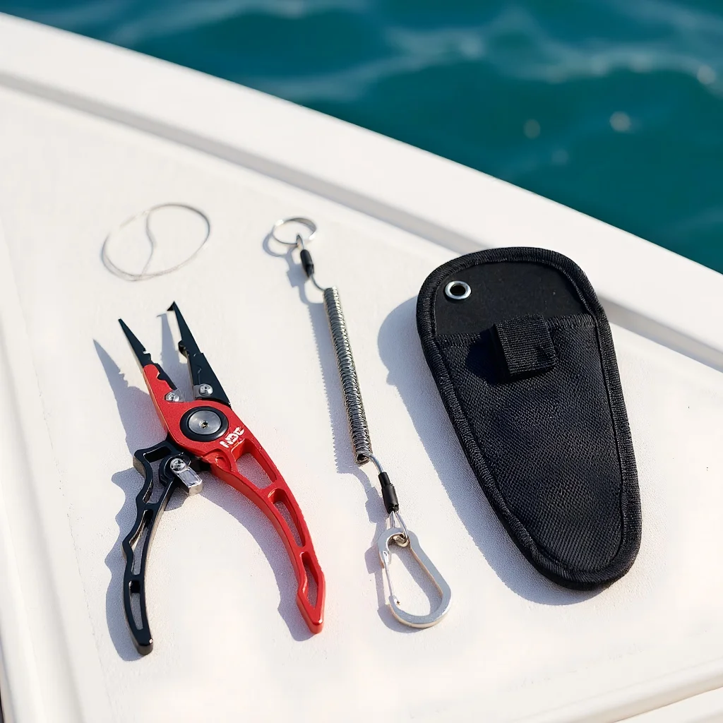 

Щипцы для ловли приманок, многофункциональный инструмент из нержавеющей стали с резаком для лески и открывающимся кольцом для рыболовных рыболов