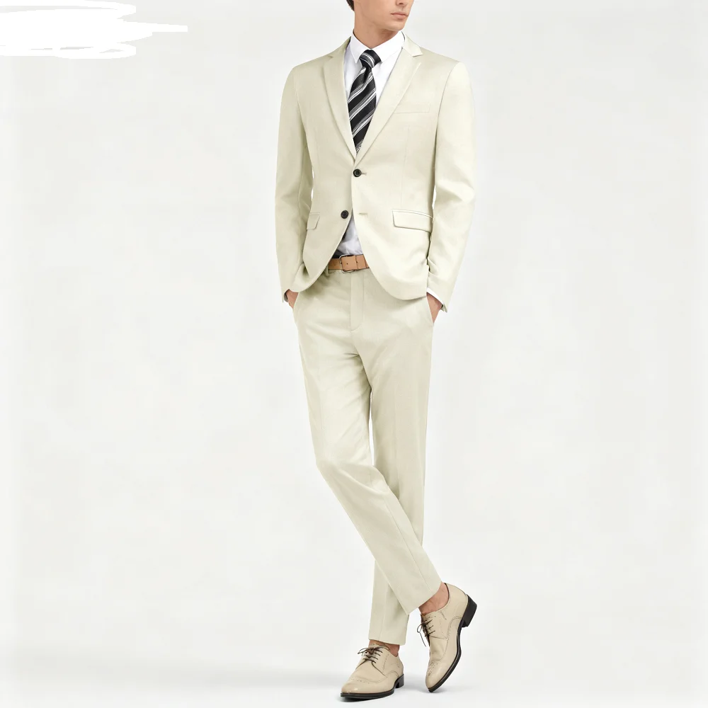 Costume de smoking pour hommes, ensemble 2 pièces de smoking à revers, bouton unique, vêtements de cérémonie, veste et pantalon à la mode