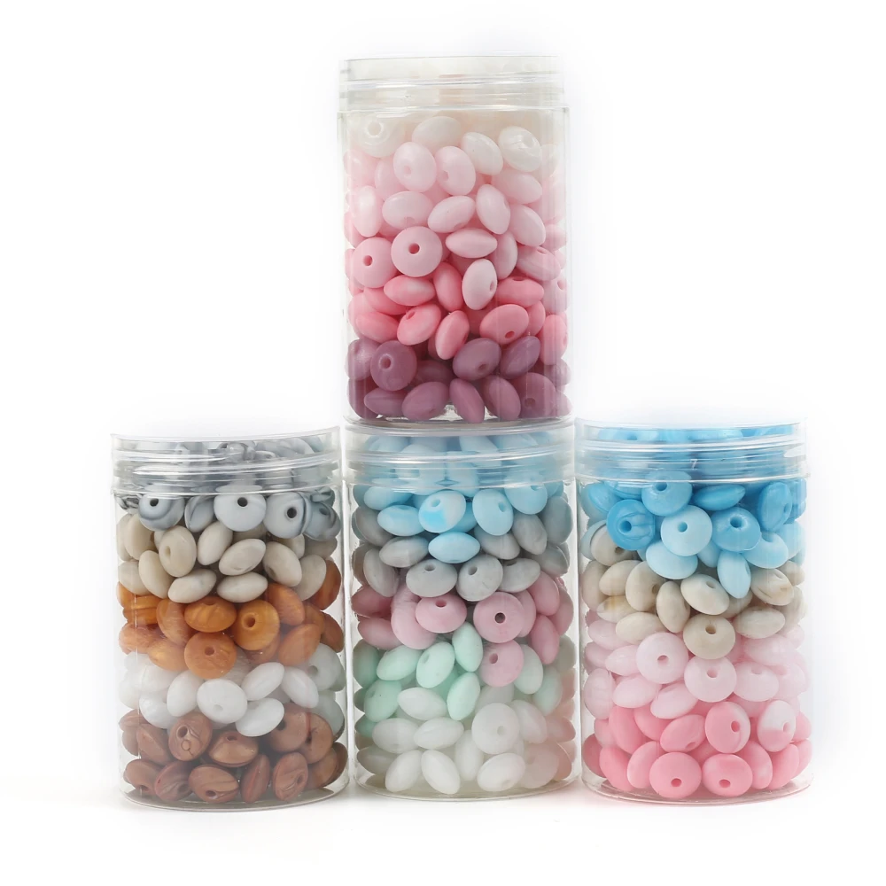 

50Pcs/Bottled Silicone Teether Beads 12mm Colorful Lentil Bead Set DIY Baby Pacifier Chain Bracelet Jewelry Making Care Chew Toy