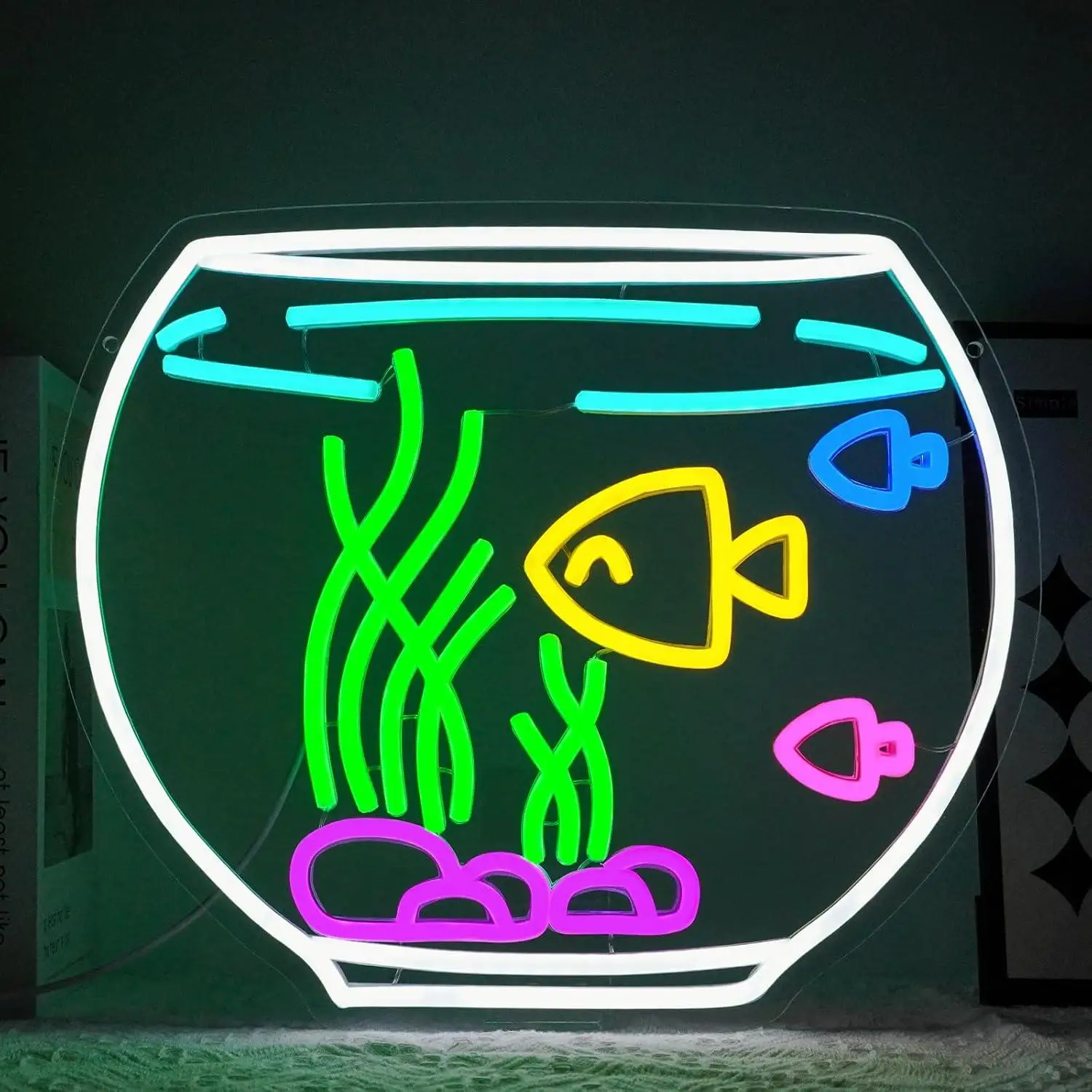 

Fish Tank Neon Sign Dimmable LED Light for Living Room Hotel Bar Cafe Party Man Cave Fish Shop Aesthetic Decor Gifts Night Light