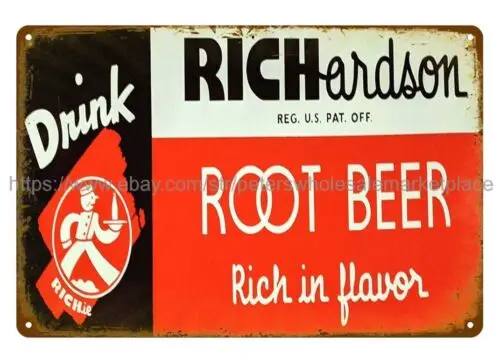 RICHARDSON ROOT BEER pub cafe alcohol metal tin sign room metal decor