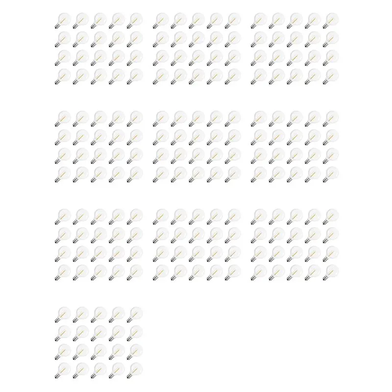 

【ORNAMENT】200 шт. светодиодных лампочек G40 с цоколем E12, ударопрочные, для солнечных гирлянд, теплый свет