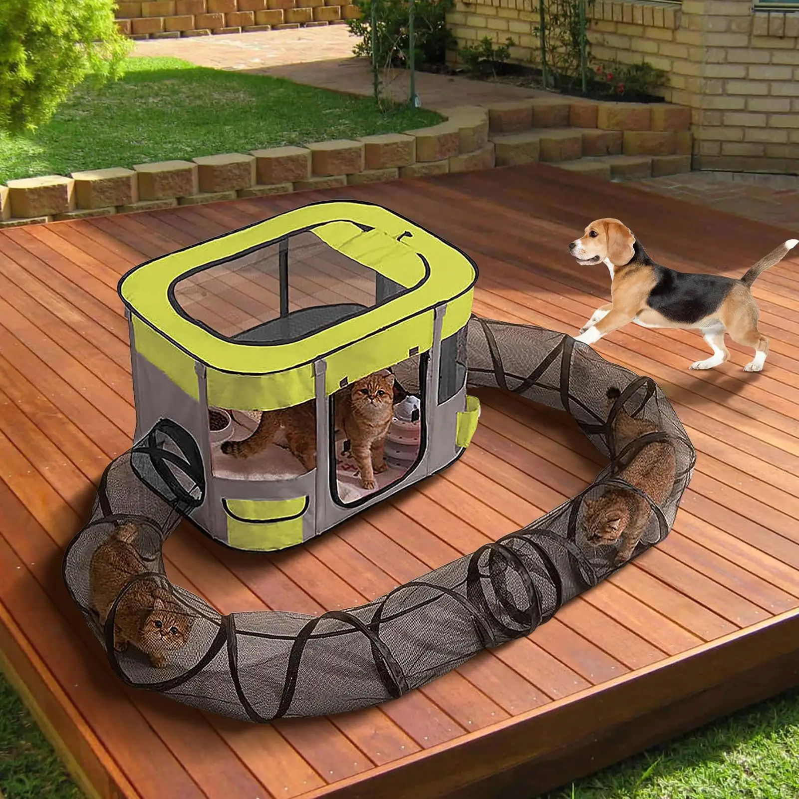 

Outdoor Cat Tunnel Enclosure Pet Tunnel Small Animals Enclosures Easy Setup Spacious Kitten Playground For Garden Lawn Yard