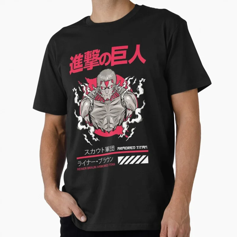 

The Towering Giant of Destruction Attack On Titan Anime t shirt Manga Graphic Tee Y2K clothes Large size Tops cartoon print Tees