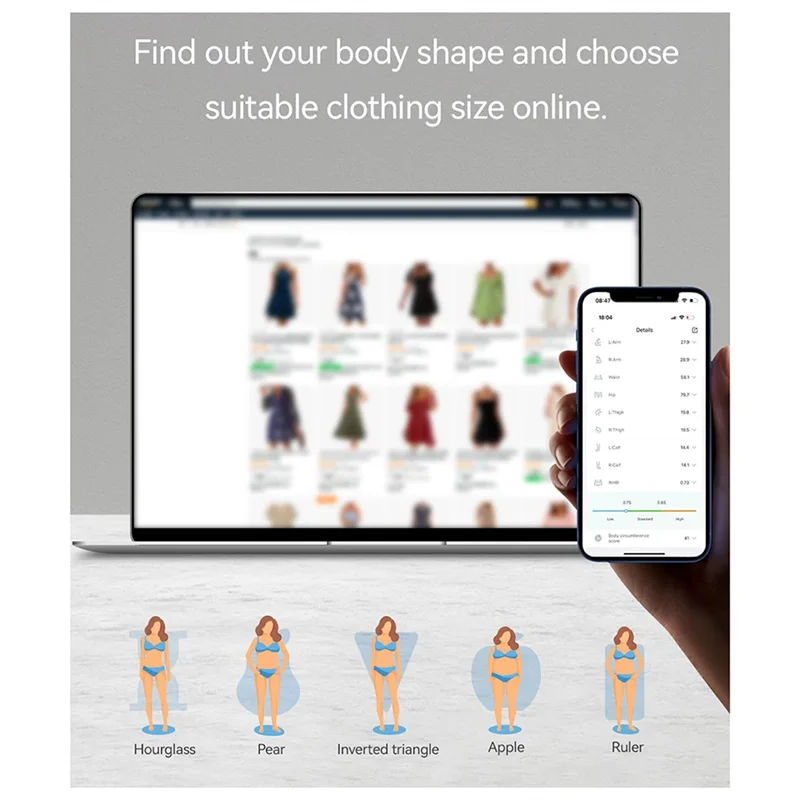 

B-Est Smart Body Measuring Tape With APP, Bluetooth Body Tape Measure For Fitness Weight Loss Measurement LED Display