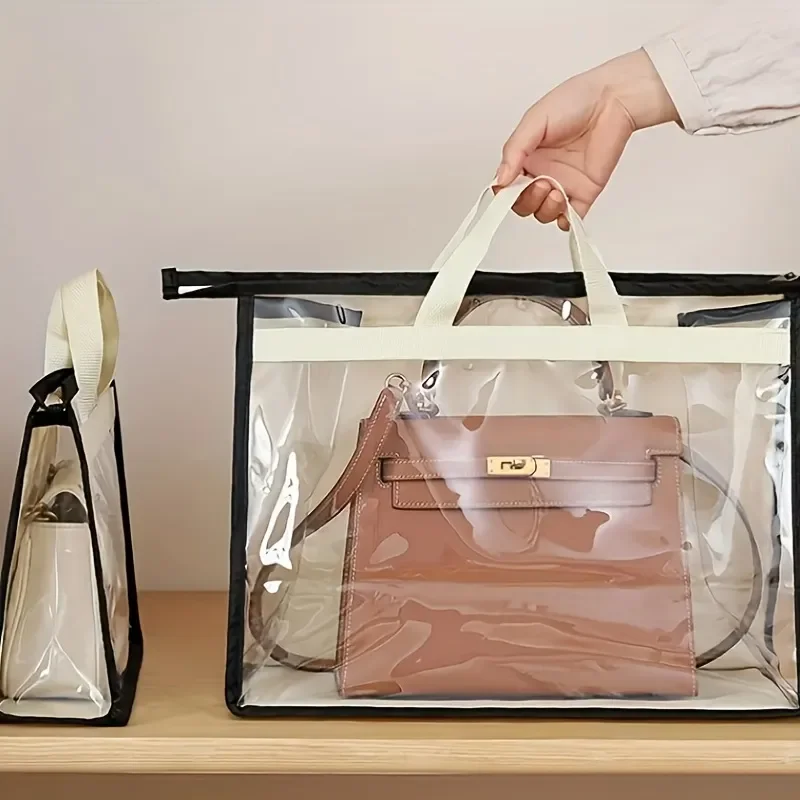 Handbag Dust Bags Clear Purse Storage Organizer For Closet, Zipper Hanging Storage Bag For Handbags