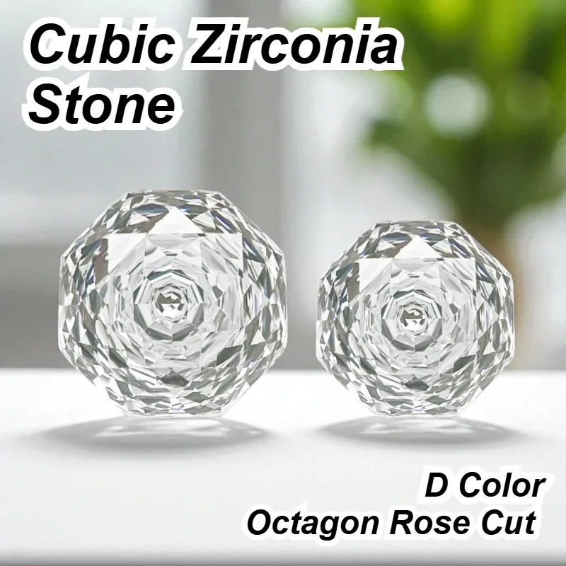 

Top Quality Cubic Zirconia Stone Octagon Rose Cut D Color Loose Stones Used For DIY Charms Jewelry Making Main Materials