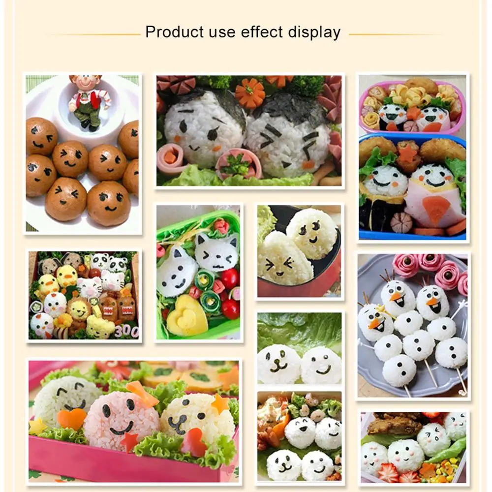 Rice Ball Molds DIY Seaweed Nori Punch Cutter Smile Face Cartoon Rice Ball Onigiri Mould Embossing Device Sushi Mold Bento Decor