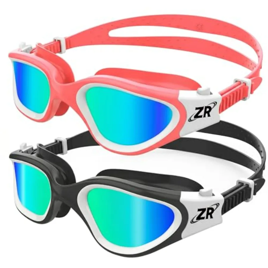 

swim goggles for pool and beach use, polycarbonate lens with UV protection, blue and pink color combo, anti-fog and leak-proof