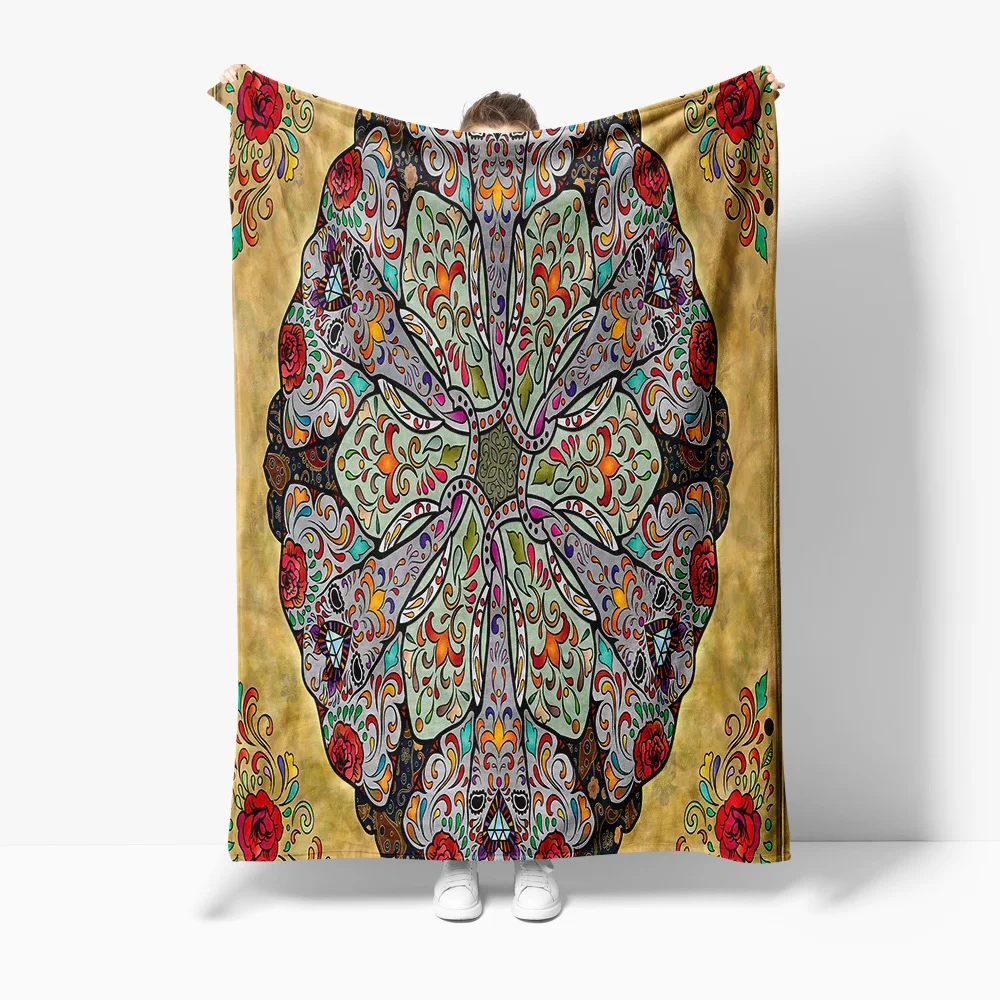 Colorful Paisley Mandala Floral Print Blanket Decorative Throw Sofa Bed Cover Cushion Gift