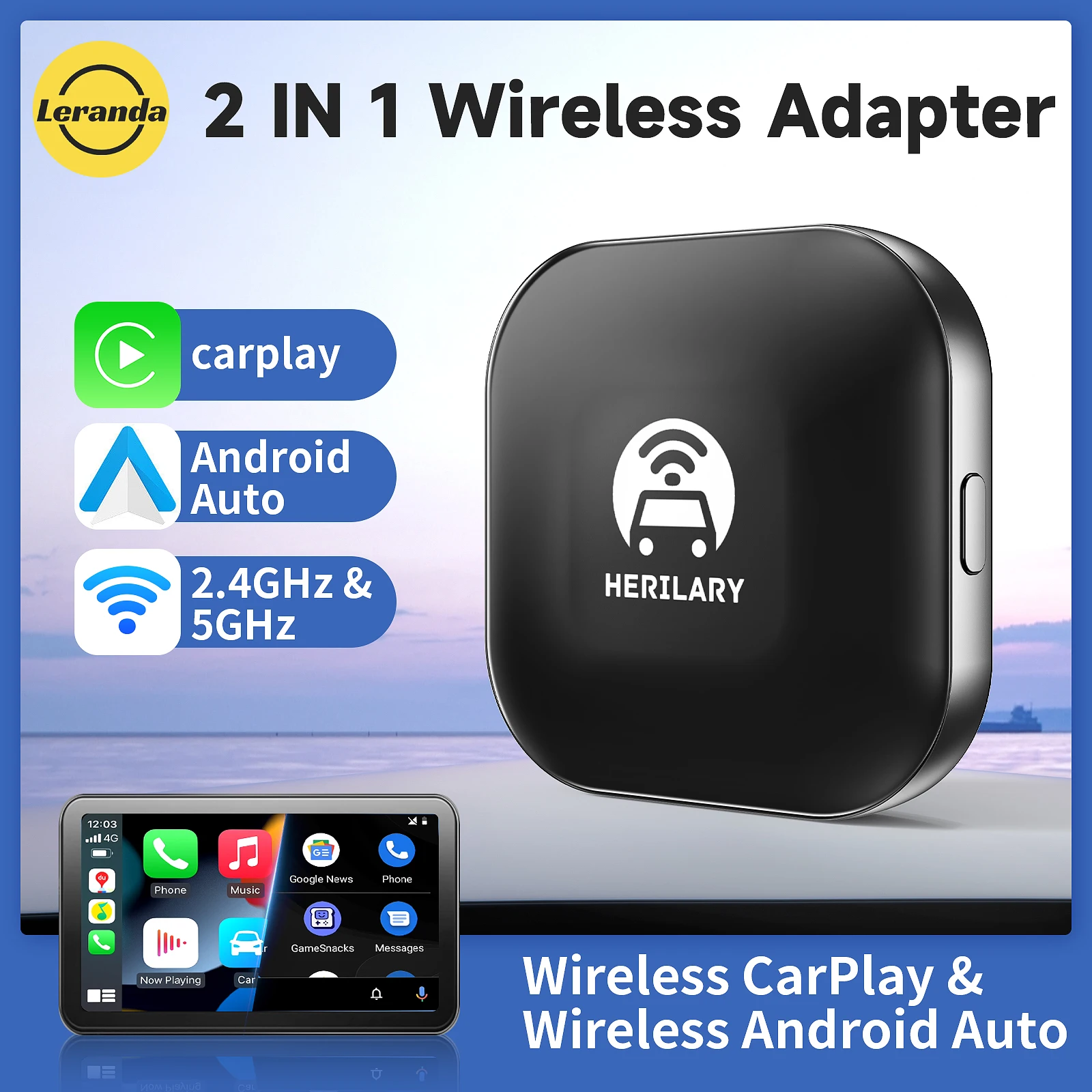 2 In 1 Smart AI Box Leranda C1-cp Wireless Carplay Dongle For carplay apple Car Accessories Car Multimedia Player Mirrorlink