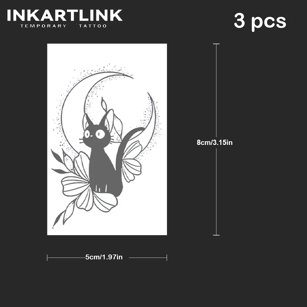 고양이 임시 문신, 신기술 매직 방수 반영구 스티커, 15 일 지속, 3 개