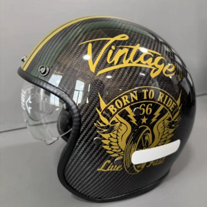 

Cool Hot Wheels Carbon Fiber 3/4 Open Face Half Helmet DOT Approved for Cruiser Scooter Bike Riding Comfortable Protective Gea