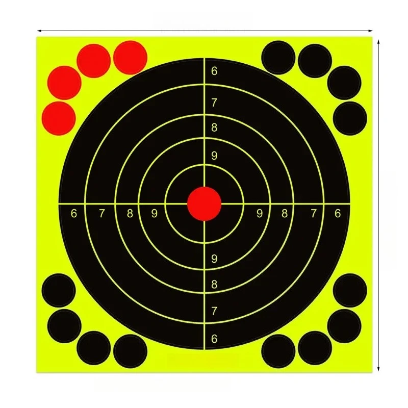 25 Sheets/Pack 8 Inch Bright Fluorescent Yellow Splatter Target Sticker - Adhesive Reactive Shooting Targets A1 view 5