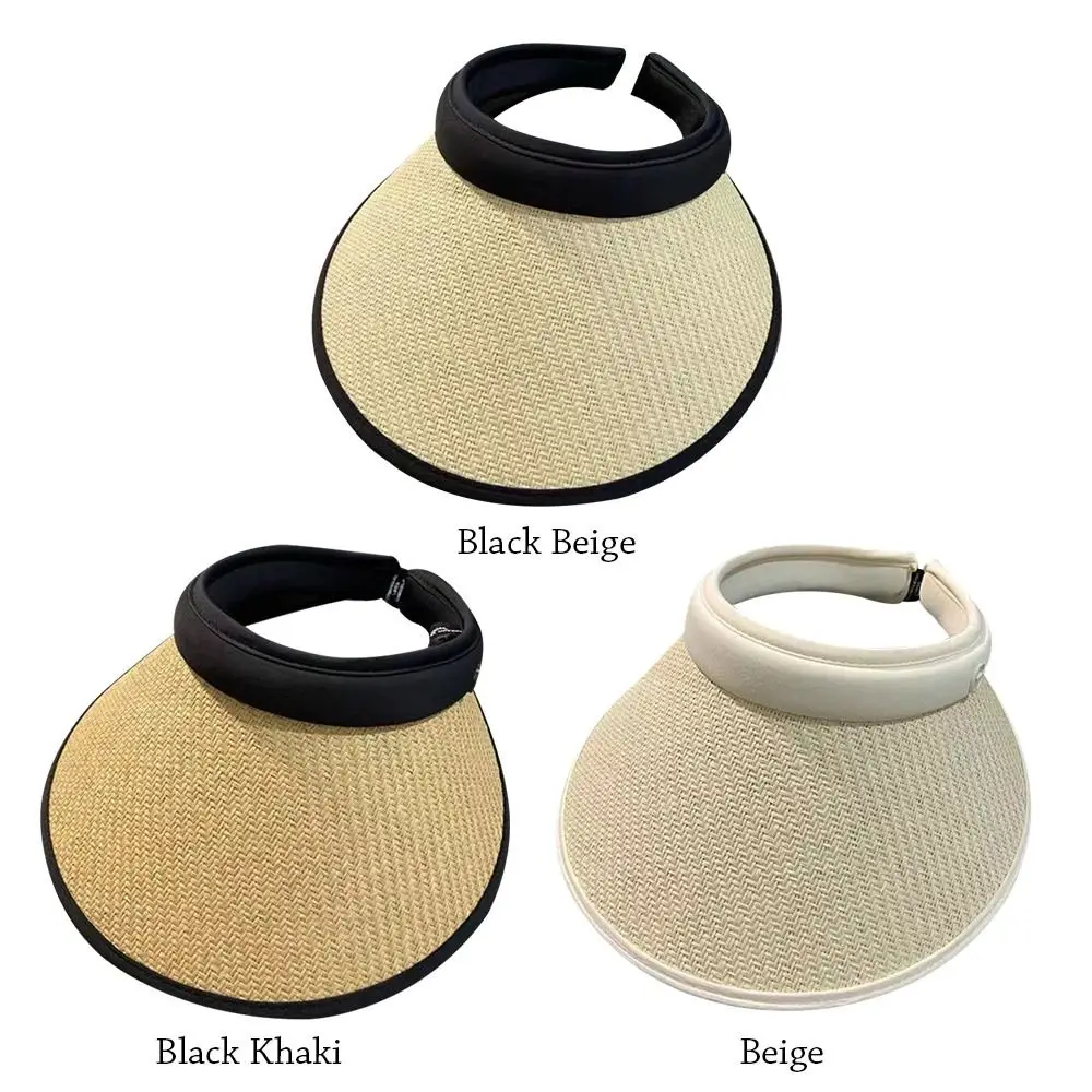 Proteção UV Wide Brim Beach Hat, Viseiras casuais, Sun Straw Cap