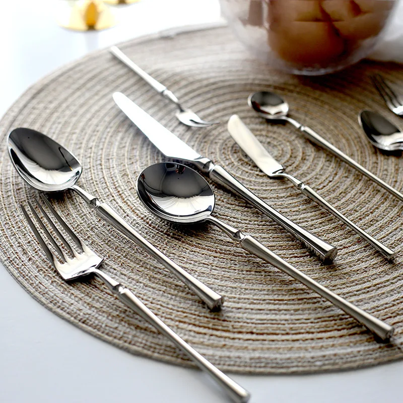 304 Mirror Stainless Steel Dinner Knife Fork Spoon Dinnerware Set Luxury Cutlery Silverware Steak Coffee Dessert Fruit Fork