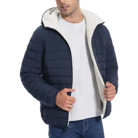 Pioneer Camp Men's Winter Puffer Jacket Sherpa Lined Hooded Water Resistant Midweight Warm Insulated Quilted Down Coat Parka