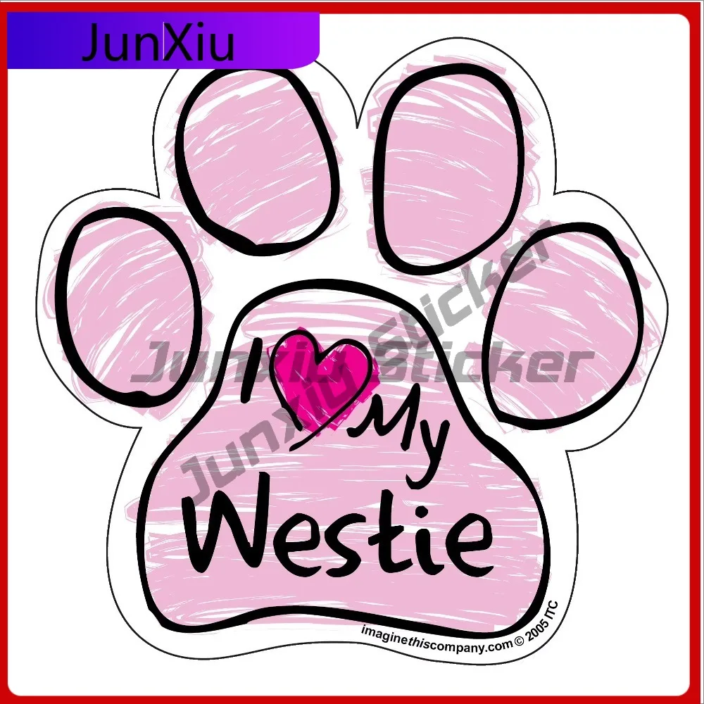 

Westie Pink Scribble Paw Vintage Car Laptop Window Bumper Waterproof Vinyl Decal Decoration Cool Trendy Funny Vintage Funny