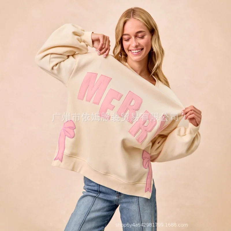 Women Christmas Nutcracker Sweatshirt Pullover 2025 New Year Wear Sequins Versatile Top Cartoon Soldier White Sweater For Women