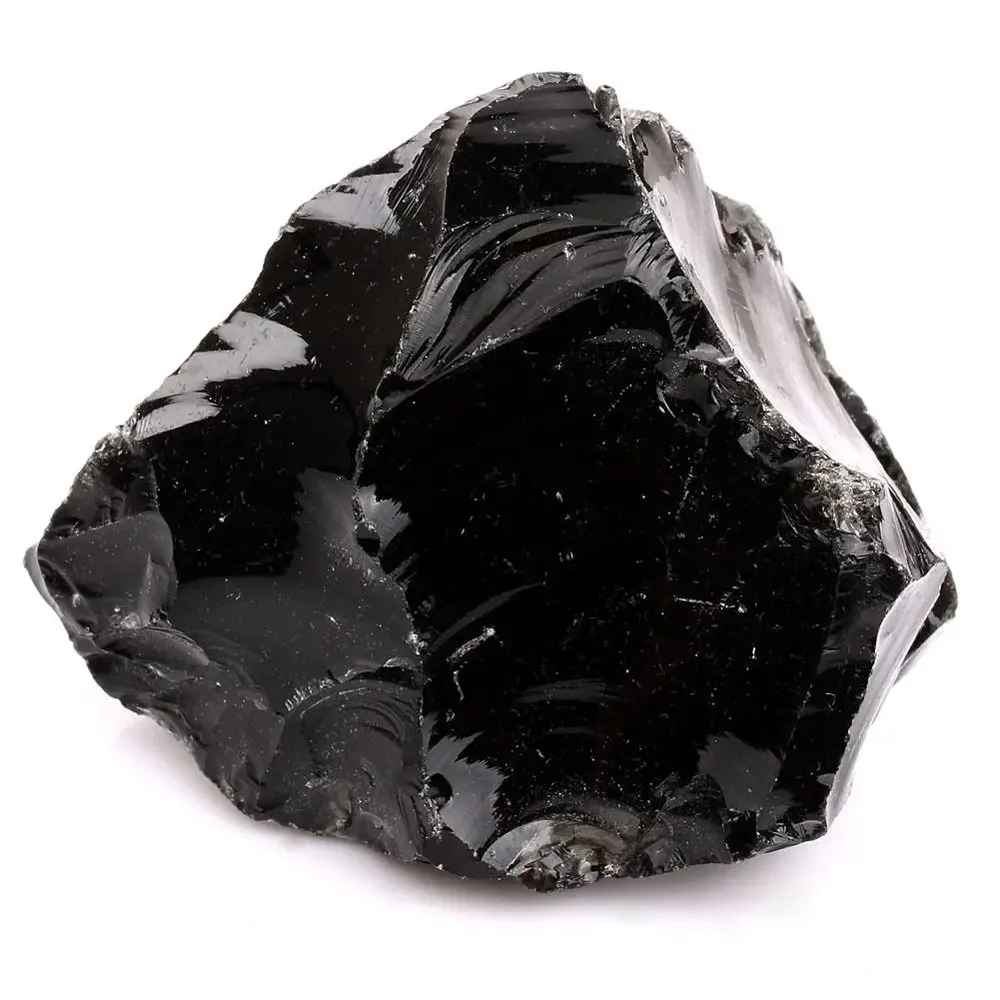 Raw Natural Obsidian & Rough Quartz Crystal Stone Specimen, Irregular Healing Mineral Rock for Home Decor, Reiki Energy