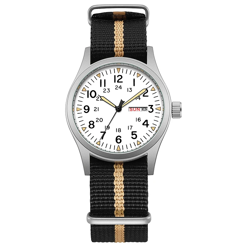 

TPW 2026 Luminous 38mm Women's Field Watch Easy Read Fabric Strap 24hr Display Date Day Function Quartz Movement
