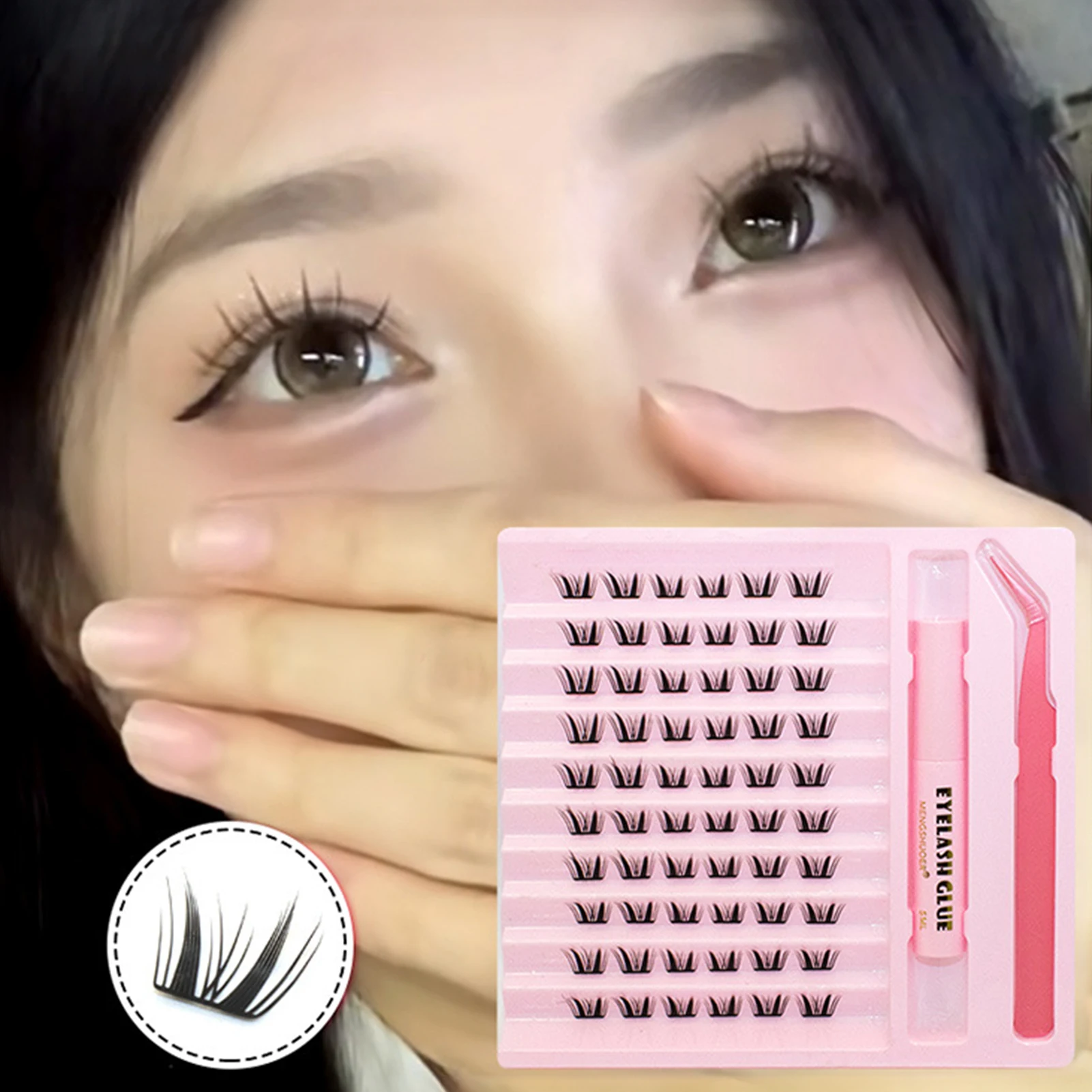 Zestaw do symulacji sztucznych rzęs, pojedyncze kępki, segmentowe sztuczne rzęsy z klejem do rzęs i zestawem pęset, narzędzie do makijażu.