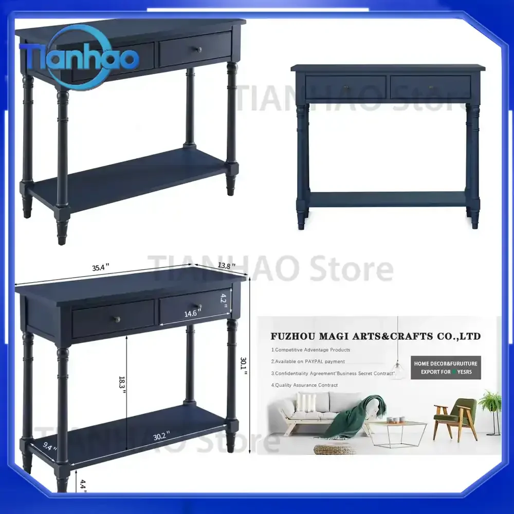 Narrow Wood Accent Sofa Table Entryway Table with Storage Shelf Console Table for Living Room Hallway