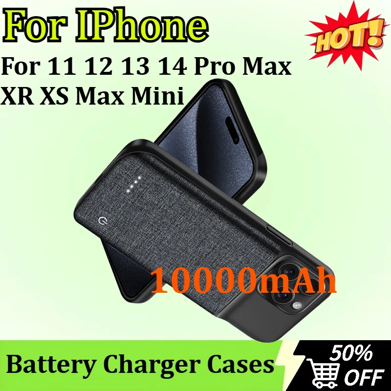 

10000mAh Battery Charger Case for IPhone 11 12 13 14 15 Pro Max XR XS Max Mini Portable Power Bank Charging Back Clip Battery