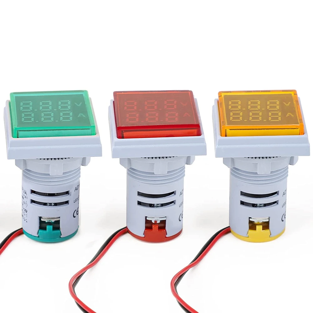 AC 50-500V 0-100A 사각형 LED 디지털 전압계 전류계 110V 220V 전압 전류 측정기 전압계 자동차 볼트 앰프 테스터 감지기
